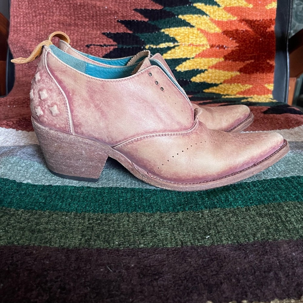 Pskaufman Ladies Boot Sidewalk Laceless Oxford Natural Lea Wine Playa Wash sz 9 - Picture 5 of 8